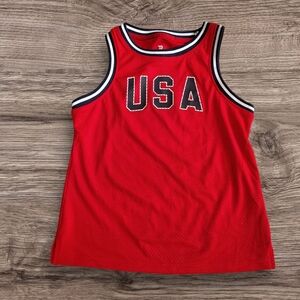 All In Motion Red Patriotic USA Kids 6/7 Tank Top